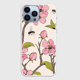 Чехол для iPhone 13 Pro Max с принтом САКУРА | SAKURA в Петрозаводске,  |  | animals | bees | chery | flowers | insects | japan | sakura | вишня | животные | насекомые | пчелы | растения | сакура | цветы | цветы сакуры | япония