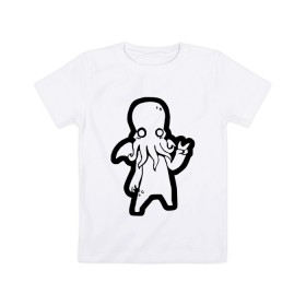 Детская футболка хлопок с принтом Ктулху в Петрозаводске, 100% хлопок | круглый вырез горловины, полуприлегающий силуэт, длина до линии бедер | ктулху | лавкрафт | монстр | некрономикон | ужас | фэнтези | чудовище