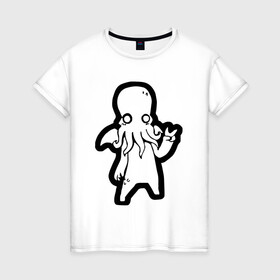 Женская футболка хлопок с принтом Ктулху в Петрозаводске, 100% хлопок | прямой крой, круглый вырез горловины, длина до линии бедер, слегка спущенное плечо | ктулху | лавкрафт | монстр | некрономикон | ужас | фэнтези | чудовище