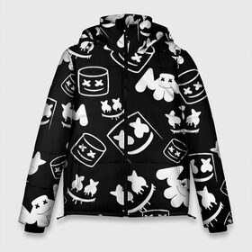 Мужская зимняя куртка 3D с принтом Marshmello ЧБ в Петрозаводске, верх — 100% полиэстер; подкладка — 100% полиэстер; утеплитель — 100% полиэстер | длина ниже бедра, свободный силуэт Оверсайз. Есть воротник-стойка, отстегивающийся капюшон и ветрозащитная планка. 

Боковые карманы с листочкой на кнопках и внутренний карман на молнии. | Тематика изображения на принте: 2020 | cs | dj | fortnite | game | marshmello | music | neon | pubg | белое | ведро | ди джей | игра | марш | маршмелло | маршмеллоу | музыка | неон | скин | форт | фортнайт | чб | человек | черно