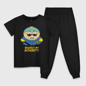 Детская пижама хлопок с принтом South Park, Эрик Картман в Петрозаводске, 100% хлопок |  брюки и футболка прямого кроя, без карманов, на брюках мягкая резинка на поясе и по низу штанин
 | eric cartman | respect my authority | south park | эрик картман | южный парк