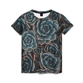 Женская футболка 3D с принтом Цветы Розы в Петрозаводске, 100% полиэфир ( синтетическое хлопкоподобное полотно) | прямой крой, круглый вырез горловины, длина до линии бедер | bloom | blossom | flos | flowers | steel roses | красота | лепестки | растения | цветки | цветы