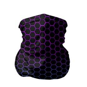 Бандана-труба 3D с принтом НЕОНОВЫЕ СОТЫ в Петрозаводске, 100% полиэстер, ткань с особыми свойствами — Activecool | плотность 150‒180 г/м2; хорошо тянется, но сохраняет форму | abstraction | cyberpunk | geometry | hexagon | neon | stripes | techno | texture | triangle | абстракция | геометрия | краски | неон | неоновый | сетка | соты | стальная броня | текстура