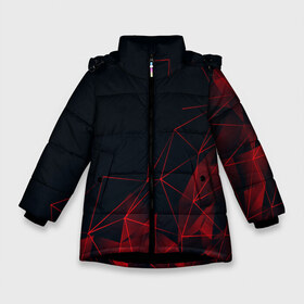 Зимняя куртка для девочек 3D с принтом RED STRIPES в Петрозаводске, ткань верха — 100% полиэстер; подклад — 100% полиэстер, утеплитель — 100% полиэстер. | длина ниже бедра, удлиненная спинка, воротник стойка и отстегивающийся капюшон. Есть боковые карманы с листочкой на кнопках, утяжки по низу изделия и внутренний карман на молнии. 

Предусмотрены светоотражающий принт на спинке, радужный светоотражающий элемент на пуллере молнии и на резинке для утяжки. | abstraction | geometry | hexagon | neon | paints | stripes | texture | triangle | абстракция | брызги | геометрия | краски | неон | неоновый | соты | текстура