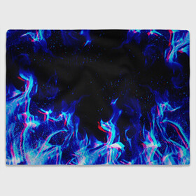 Плед 3D с принтом СИНИЙ ОГОНЬ ГЛИТЧ | BLUE FIRE GLITCH в Петрозаводске, 100% полиэстер | закругленные углы, все края обработаны. Ткань не мнется и не растягивается | Тематика изображения на принте: abstraction | fire | flame | geometry | hexagon | neon | paints | stripes | texture | triangle | абстракция | брызги | геометрия | краски | неон | неоновый | огонь | соты | текстура