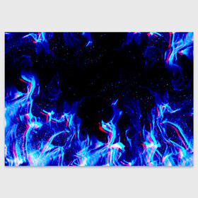 Поздравительная открытка с принтом СИНИЙ ОГОНЬ ГЛИТЧ | BLUE FIRE GLITCH в Петрозаводске, 100% бумага | плотность бумаги 280 г/м2, матовая, на обратной стороне линовка и место для марки
 | abstraction | fire | flame | geometry | hexagon | neon | paints | stripes | texture | triangle | абстракция | брызги | геометрия | краски | неон | неоновый | огонь | соты | текстура