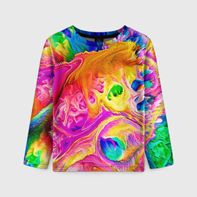 Детский лонгслив 3D с принтом TIE DYE в Петрозаводске, 100% полиэстер | длинные рукава, круглый вырез горловины, полуприлегающий силуэт
 | abstraction | geometry | hexagon | neon | paints | stripes | texture | tie dye | triangle | абстракция | брызги | геометрия | краски | неон | неоновый | соты | тай дай | текстура