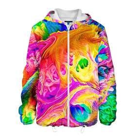 Мужская куртка 3D с принтом TIE DYE в Петрозаводске, ткань верха — 100% полиэстер, подклад — флис | прямой крой, подол и капюшон оформлены резинкой с фиксаторами, два кармана без застежек по бокам, один большой потайной карман на груди. Карман на груди застегивается на липучку | Тематика изображения на принте: abstraction | geometry | hexagon | neon | paints | stripes | texture | tie dye | triangle | абстракция | брызги | геометрия | краски | неон | неоновый | соты | тай дай | текстура