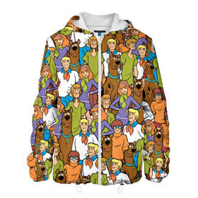 Мужская куртка 3D с принтом Scooby-Doo Team в Петрозаводске, ткань верха — 100% полиэстер, подклад — флис | прямой крой, подол и капюшон оформлены резинкой с фиксаторами, два кармана без застежек по бокам, один большой потайной карман на груди. Карман на груди застегивается на липучку | Тематика изображения на принте: fred jones | scooby doo | vdosadir | velma dinkle | велма динкли | дафна блейк | скуберт фон дуенхеймер | скуби ду | уильям ханна | фред джонс | шегги