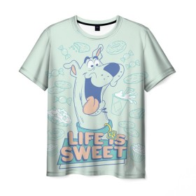 Мужская футболка 3D с принтом Life is Sweet в Петрозаводске, 100% полиэфир | прямой крой, круглый вырез горловины, длина до линии бедер | scooby doo | vdosadir | скуберт фон дуенхеймер | скуби ду | уильям ханна