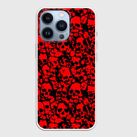 Чехол для iPhone 13 Pro с принтом КРАСНЫЕ ЧЕРЕПА | RED SKULL в Петрозаводске,  |  | abstraction | bones | geometry | hexagon | neon | paints | skull | stripes | texture | triangle | абстракция | брызги | геометрия | краски | неон | неоновый | соты | текстура | черепа