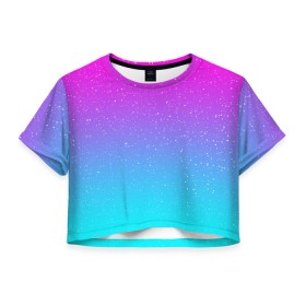 Женская футболка Crop-top 3D с принтом НЕОНОВЫЙ КОСМОС в Петрозаводске, 100% полиэстер | круглая горловина, длина футболки до линии талии, рукава с отворотами | abstraction | galaxy | geometry | hexagon | neon | paints | space | stars | stripes | texture | triangle | абстракция | брызги | геометрия | звёзды | космос | краски | неон | неоновый | соты | текстура