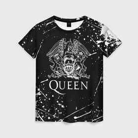 Женская футболка 3D с принтом QUEEN  в Петрозаводске, 100% полиэфир ( синтетическое хлопкоподобное полотно) | прямой крой, круглый вырез горловины, длина до линии бедер | queen | rock | we will rock you | брайан мэи | группа queen | группа квин | джон дикон | квин | королева | король | роджер тейлор | рок | фредди меркьюри