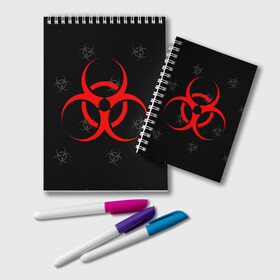 Блокнот с принтом EPIDEMIC BIOHAZARD в Петрозаводске, 100% бумага | 48 листов, плотность листов — 60 г/м2, плотность картонной обложки — 250 г/м2. Листы скреплены удобной пружинной спиралью. Цвет линий — светло-серый
 | beta cov b | biohazard | mask | sars cov | биохазард | вирус | вирус из китая | китай | коронавирус | маски | медицина | медицинская маска | пневмония | ухань | эпидемия