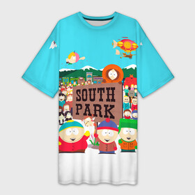 Платье-футболка 3D с принтом South Park в Петрозаводске,  |  | south park | sp | батерс | баттерс | гарисон | енот | кайл  брофловски | картман | кеннет | кенни | маки | макки | маккормик | марш | мистер | мистереон | мультфильм | полотенчик | ренди | саус парк | сауспарк