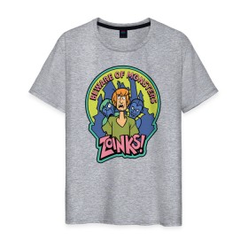 Мужская футболка хлопок с принтом Zoinks ! в Петрозаводске, 100% хлопок | прямой крой, круглый вырез горловины, длина до линии бедер, слегка спущенное плечо. | scooby doo | shaggy | vdosadir | скуби ду | уильям ханна | шегги
