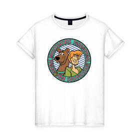 Женская футболка хлопок с принтом Scooby-Doo в Петрозаводске, 100% хлопок | прямой крой, круглый вырез горловины, длина до линии бедер, слегка спущенное плечо | scooby doo | shaggy | vdosadir | скуберт фон дуенхеймер | скуби ду | уильям ханна | шегги