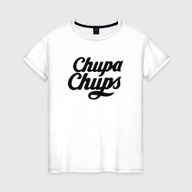 Женская футболка хлопок с принтом Chupa-Chups Logo в Петрозаводске, 100% хлопок | прямой крой, круглый вырез горловины, длина до линии бедер, слегка спущенное плечо | chupa chups | confectus | confetto | бренд | конфета | сладкое | сладость | сосалка | соска | чупа | чупа чупс | чупс