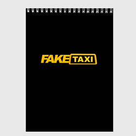 Скетчбук с принтом Fake Taxi в Петрозаводске, 100% бумага
 | 48 листов, плотность листов — 100 г/м2, плотность картонной обложки — 250 г/м2. Листы скреплены сверху удобной пружинной спиралью | Тематика изображения на принте: fake taxi | faketaxi | taxi | такси | таксист | фейк такси | фейковое такси | фейктакси