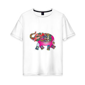 Женская футболка хлопок Oversize с принтом Слон в Петрозаводске, 100% хлопок | свободный крой, круглый ворот, спущенный рукав, длина до линии бедер
 | декоративный | животные | звери | прикольные картинки | слон