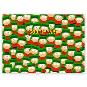 Поздравительная открытка с принтом SOUTH PARK в Петрозаводске, 100% бумага | плотность бумаги 280 г/м2, матовая, на обратной стороне линовка и место для марки
 | Тематика изображения на принте: cartman | kenny | kyle | south park | stan | кайл | картман | кенни | стэн | южный парк
