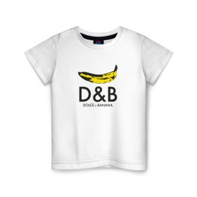 Детская футболка хлопок с принтом Dolce and Banana в Петрозаводске, 100% хлопок | круглый вырез горловины, полуприлегающий силуэт, длина до линии бедер | banan | banana | dg | dolce banana | dolce gabana | dolce gabbana | антибренд | банан | бананы | гнилой | дольче габана | дольче габбана | крутая | модная | пародия | прикол | тренд