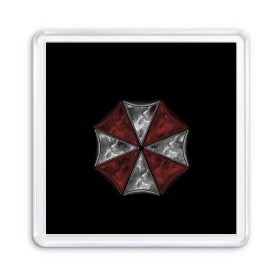 Магнит 55*55 с принтом Umbrella Corporation в Петрозаводске, Пластик | Размер: 65*65 мм; Размер печати: 55*55 мм | 2 | biohazard | claire | evil | horror | raccoon | resident | survival | t virus | t вирус | выживание | зла | кеннеди | клэр | леон | обитель | раккун | редфилд | скотт | ужас