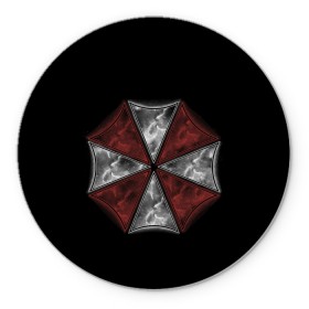 Коврик для мышки круглый с принтом Umbrella Corporation в Петрозаводске, резина и полиэстер | круглая форма, изображение наносится на всю лицевую часть | 2 | biohazard | claire | evil | horror | raccoon | resident | survival | t virus | t вирус | выживание | зла | кеннеди | клэр | леон | обитель | раккун | редфилд | скотт | ужас