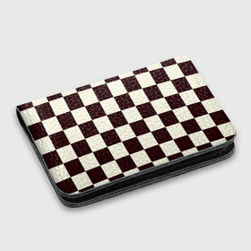 Картхолдер с принтом с принтом Шахматка в Петрозаводске, натуральная матовая кожа | размер 7,3 х 10 см; кардхолдер имеет 4 кармана для карт; | квадраты | текстуры | узор шахматка | узоры | чб | чб квадраты | чб узор | шахматка | шахматная доска | шахматы