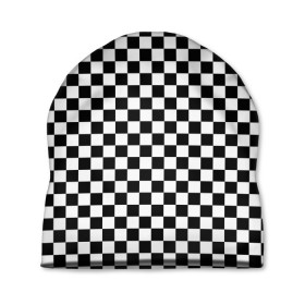 Шапка 3D с принтом Шахматка мелкая в Петрозаводске, 100% полиэстер | универсальный размер, печать по всей поверхности изделия | квадраты | мелкая шахматка | текстуры | узор шахматка | узоры | чб | чб квадраты | чб узор | шахматка | шахматная доска | шахматы