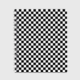Тетрадь с принтом Шахматка мелкая в Петрозаводске, 100% бумага | 48 листов, плотность листов — 60 г/м2, плотность картонной обложки — 250 г/м2. Листы скреплены сбоку удобной пружинной спиралью. Уголки страниц и обложки скругленные. Цвет линий — светло-серый
 | Тематика изображения на принте: квадраты | мелкая шахматка | текстуры | узор шахматка | узоры | чб | чб квадраты | чб узор | шахматка | шахматная доска | шахматы