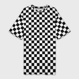 Платье-футболка 3D с принтом Шахматка мелкая в Петрозаводске,  |  | квадраты | мелкая шахматка | текстуры | узор шахматка | узоры | чб | чб квадраты | чб узор | шахматка | шахматная доска | шахматы