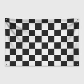 Флаг-баннер с принтом Шахматка в Петрозаводске, 100% полиэстер | размер 67 х 109 см, плотность ткани — 95 г/м2; по краям флага есть четыре люверса для крепления | квадраты | текстуры | узор шахматка | узоры | чб | чб квадраты | чб узор | шахматка | шахматная доска | шахматы