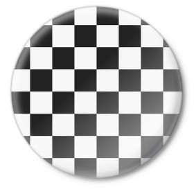 Значок с принтом Шахматка в Петрозаводске,  металл | круглая форма, металлическая застежка в виде булавки | квадраты | текстуры | узор шахматка | узоры | чб | чб квадраты | чб узор | шахматка | шахматная доска | шахматы