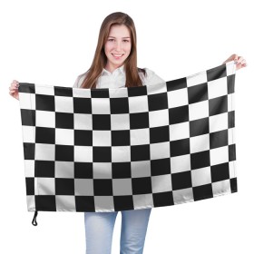 Флаг 3D с принтом Шахматка в Петрозаводске, 100% полиэстер | плотность ткани — 95 г/м2, размер — 67 х 109 см. Принт наносится с одной стороны | квадраты | текстуры | узор шахматка | узоры | чб | чб квадраты | чб узор | шахматка | шахматная доска | шахматы