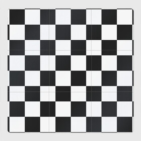 Магнитный плакат 3Х3 с принтом Шахматка в Петрозаводске, Полимерный материал с магнитным слоем | 9 деталей размером 9*9 см | квадраты | текстуры | узор шахматка | узоры | чб | чб квадраты | чб узор | шахматка | шахматная доска | шахматы
