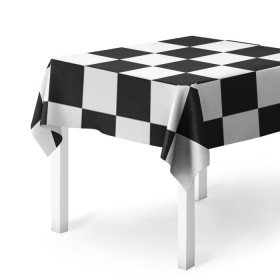 Скатерть 3D с принтом Шахматка в Петрозаводске, 100% полиэстер (ткань не мнется и не растягивается) | Размер: 150*150 см | Тематика изображения на принте: квадраты | текстуры | узор шахматка | узоры | чб | чб квадраты | чб узор | шахматка | шахматная доска | шахматы