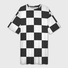 Платье-футболка 3D с принтом Шахматка в Петрозаводске,  |  | квадраты | текстуры | узор шахматка | узоры | чб | чб квадраты | чб узор | шахматка | шахматная доска | шахматы