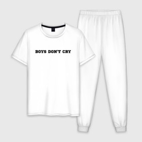 Мужская пижама хлопок с принтом BOYS DONT CRY в Петрозаводске, 100% хлопок | брюки и футболка прямого кроя, без карманов, на брюках мягкая резинка на поясе и по низу штанин
 | boys dont cry | keep calm