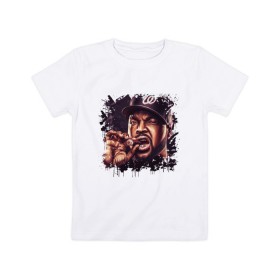 Детская футболка хлопок с принтом Ice Cube в Петрозаводске, 100% хлопок | круглый вырез горловины, полуприлегающий силуэт, длина до линии бедер | ice cube | oshea jackson | rap | айс куб | айс кьюб | реп | репер | рэпер | хип хоп