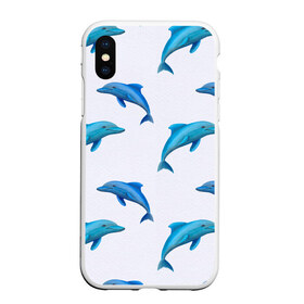 Чехол для iPhone XS Max матовый с принтом Рай для дельфина в Петрозаводске, Силикон | Область печати: задняя сторона чехла, без боковых панелей | Тематика изображения на принте: арт | дельфин | дельфины | искусство | морское | океан | паттерн | рыба | рыбы