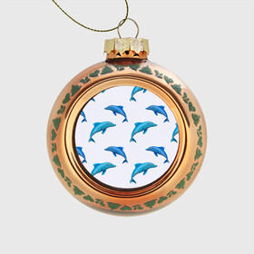 Стеклянный ёлочный шар с принтом Рай для дельфина в Петрозаводске, Стекло | Диаметр: 80 мм | арт | дельфин | дельфины | искусство | морское | океан | паттерн | рыба | рыбы