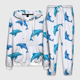 Мужской костюм 3D с принтом Рай для дельфина в Петрозаводске, 100% полиэстер | Манжеты и пояс оформлены тканевой резинкой, двухслойный капюшон со шнурком для регулировки, карманы спереди | арт | дельфин | дельфины | искусство | морское | океан | паттерн | рыба | рыбы