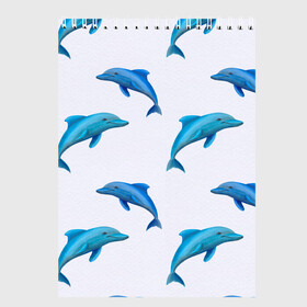 Скетчбук с принтом Рай для дельфина в Петрозаводске, 100% бумага
 | 48 листов, плотность листов — 100 г/м2, плотность картонной обложки — 250 г/м2. Листы скреплены сверху удобной пружинной спиралью | арт | дельфин | дельфины | искусство | морское | океан | паттерн | рыба | рыбы