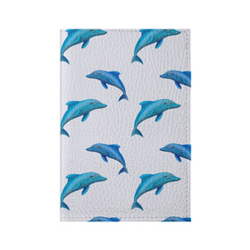 Обложка для паспорта матовая кожа с принтом Рай для дельфина в Петрозаводске, натуральная матовая кожа | размер 19,3 х 13,7 см; прозрачные пластиковые крепления | арт | дельфин | дельфины | искусство | морское | океан | паттерн | рыба | рыбы