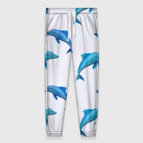 Женские брюки 3D с принтом Рай для дельфина в Петрозаводске, полиэстер 100% | прямой крой, два кармана без застежек по бокам, с мягкой трикотажной резинкой на поясе и по низу штанин. В поясе для дополнительного комфорта — широкие завязки | арт | дельфин | дельфины | искусство | морское | океан | паттерн | рыба | рыбы