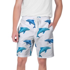 Мужские шорты 3D с принтом Рай для дельфина в Петрозаводске,  полиэстер 100% | прямой крой, два кармана без застежек по бокам. Мягкая трикотажная резинка на поясе, внутри которой широкие завязки. Длина чуть выше колен | арт | дельфин | дельфины | искусство | морское | океан | паттерн | рыба | рыбы