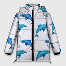 Женская зимняя куртка 3D с принтом Рай для дельфина в Петрозаводске, верх — 100% полиэстер; подкладка — 100% полиэстер; утеплитель — 100% полиэстер | длина ниже бедра, силуэт Оверсайз. Есть воротник-стойка, отстегивающийся капюшон и ветрозащитная планка. 

Боковые карманы с листочкой на кнопках и внутренний карман на молнии | арт | дельфин | дельфины | искусство | морское | океан | паттерн | рыба | рыбы