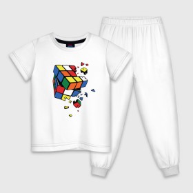 Детская пижама хлопок с принтом Кубик Рубика в Петрозаводске, 100% хлопок |  брюки и футболка прямого кроя, без карманов, на брюках мягкая резинка на поясе и по низу штанин
 | Тематика изображения на принте: абстракция | арт | головоломка | кубик рубик | кубик рубика