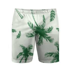 Мужские шорты спортивные с принтом Пальмовый рай в Петрозаводске,  |  | Тематика изображения на принте: 